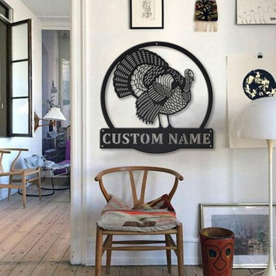 Personalized Turkey Bird Monogram Metal Sign WITH LED/WITHOUT LED Lights Custom Turkey Bird Metal Sign Birthday Gift Turkey Bird Sign
