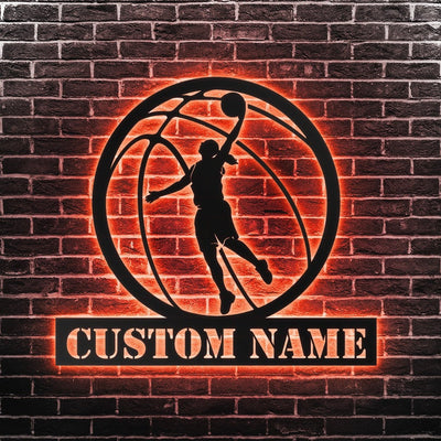 Custom Basketball Metal Wall Art Personalized Basketball Sign WITH LED/WITHOUT LED Lights Basketball Player Name Sign Gift
