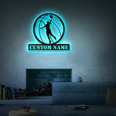 Custom Basketball Metal Wall Art Personalized Basketball Sign WITH LED/WITHOUT LED Lights Basketball Player Name Sign Gift