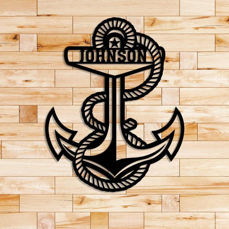 Personalized United States Navy Anchor Emblem Metal Sign - Custom Name Military Gift for Father's Day