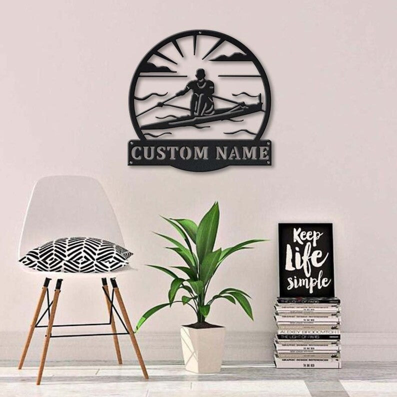 Personalized Sculling Sport Monogram Metal Sign Art Custom Sculling Sport Metal Sign Hobbie Gifts Sport Gift Birthday Gift