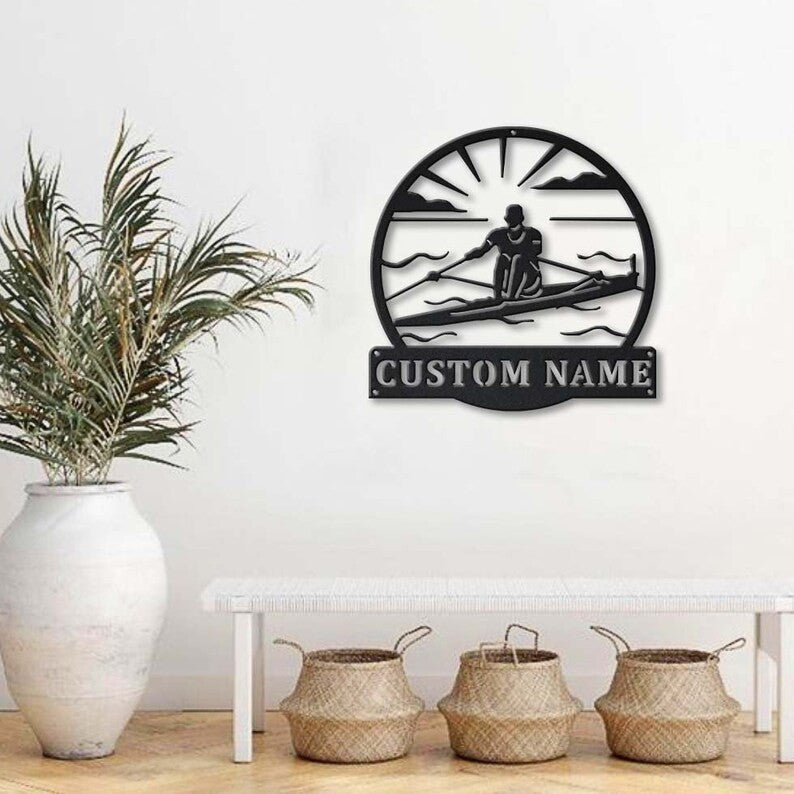 Personalized Sculling Sport Monogram Metal Sign Art Custom Sculling Sport Metal Sign Hobbie Gifts Sport Gift Birthday Gift