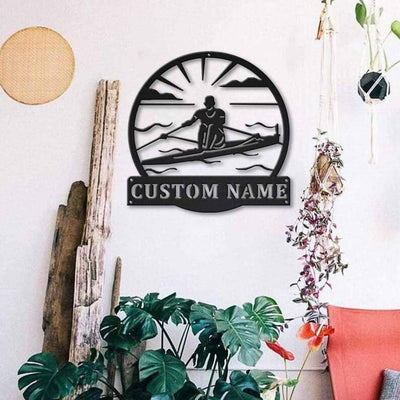 Personalized Sculling Sport Monogram Metal Sign Art Custom Sculling Sport Metal Sign Hobbie Gifts Sport Gift Birthday Gift