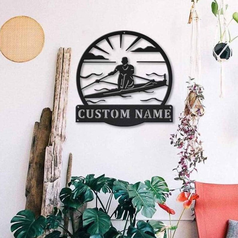 Personalized Sculling Sport Monogram Metal Sign Art Custom Sculling Sport Metal Sign Hobbie Gifts Sport Gift Birthday Gift