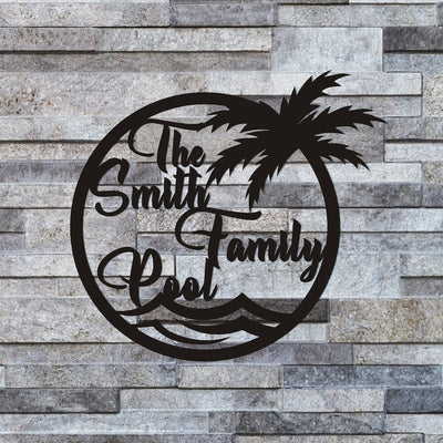 Personalized Family Pool Sign, Pool Palm Tree Sign, Tree House Sign, Last Name Sign, Family Name Sign