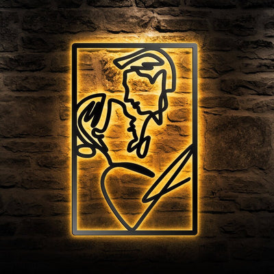 Couple Love Metal Wall Art WITH LED/WITHOUT LED Lights Anniversary Gifts Gifts For Him And Her