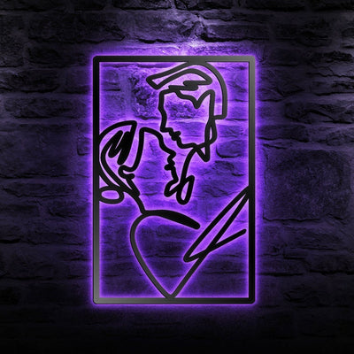 Couple Love Metal Wall Art WITH LED/WITHOUT LED Lights Anniversary Gifts Gifts For Him And Her