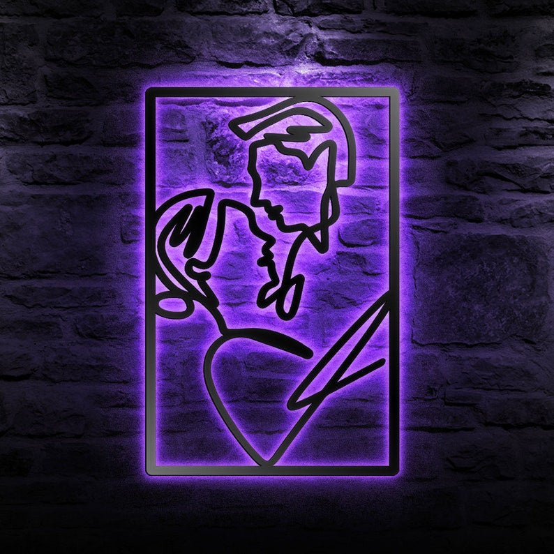 Couple Love Metal Wall Art WITH LED/WITHOUT LED Lights Anniversary Gifts Gifts For Him And Her