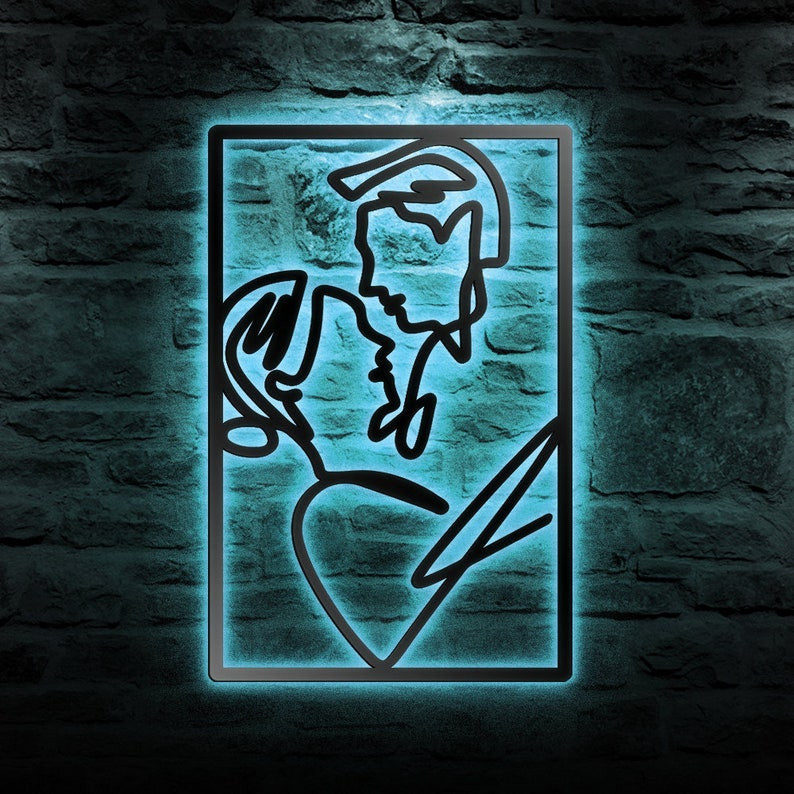 Couple Love Metal Wall Art WITH LED/WITHOUT LED Lights Anniversary Gifts Gifts For Him And Her