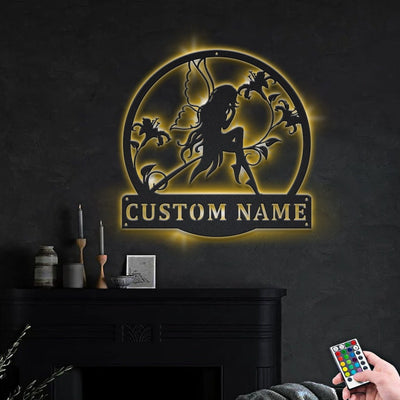 Personalized Fairy Monogram Metal Sign WITH LED/WITHOUT LED Lights Custom Fairy Custom Metal Sign Birthday Gift Fairy Home Decor Sign