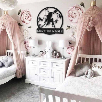 Personalized Fairy Monogram Metal Sign WITH LED/WITHOUT LED Lights Custom Fairy Custom Metal Sign Birthday Gift Fairy Home Decor Sign