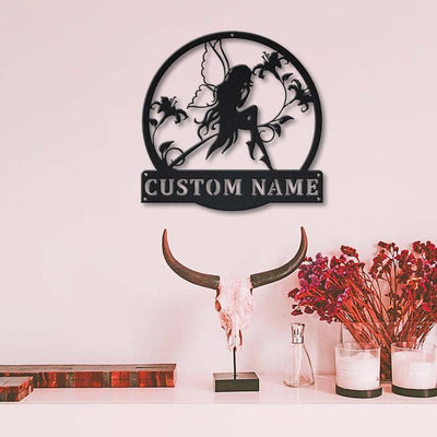 Personalized Fairy Monogram Metal Sign WITH LED/WITHOUT LED Lights Custom Fairy Custom Metal Sign Birthday Gift Fairy Home Decor Sign