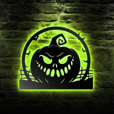 Creepy Pumpkin Halloween Sign Metal Wall Art WITH LED/WITHOUT LED Lights Halloween Metal Sign Decoration Halloween Wall Decor