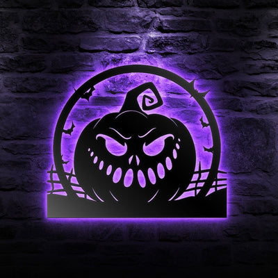 Creepy Pumpkin Halloween Sign Metal Wall Art WITH LED/WITHOUT LED Lights Halloween Metal Sign Decoration Halloween Wall Decor