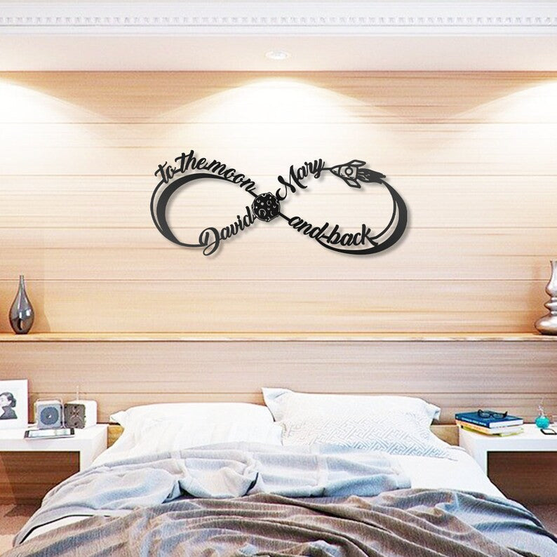 Love You To The Moon And Back Personalized Couple Name Sign WITH LED/WITHOUT LED Lights Anniversary Gifts Gifts For Him And Her