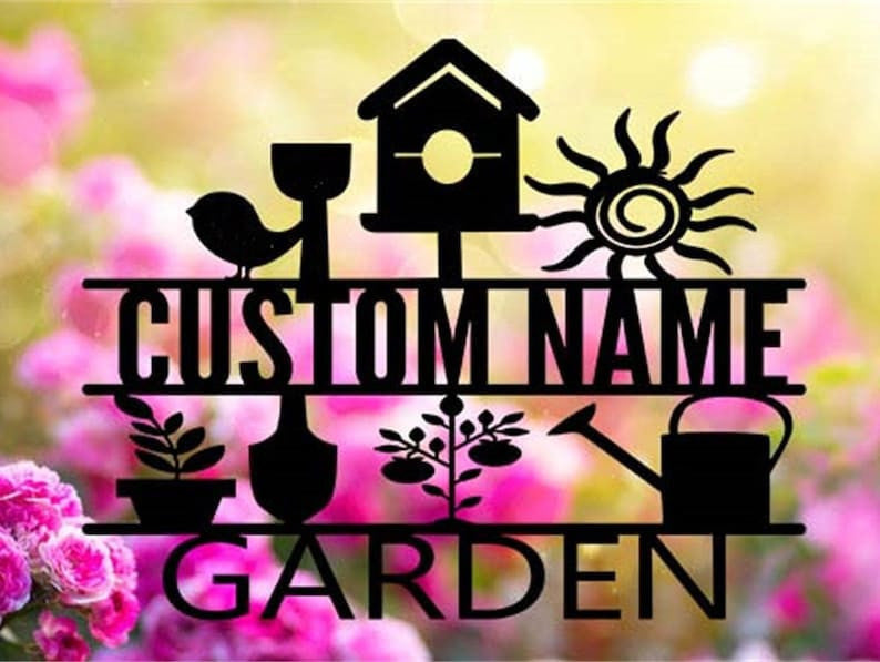 Personalized Garden Sign Metal Garden Sign Custom Gardener Name Signs Metal Yard Art Gardening Gifts Yard Decor Flower&Bird Outdoor Decor