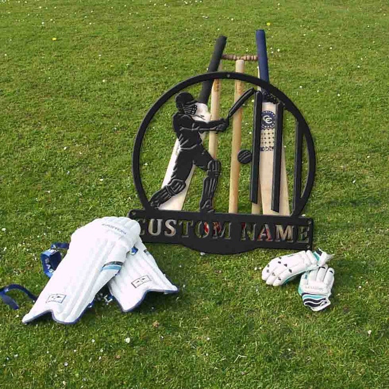Personalized Cricket Monogram Metal Sign Art Custom Cricket Metal Sign Hobbie Gifts Sport Gift Birthday Gift