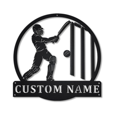 Personalized Cricket Monogram Metal Sign Art Custom Cricket Metal Sign Hobbie Gifts Sport Gift Birthday Gift
