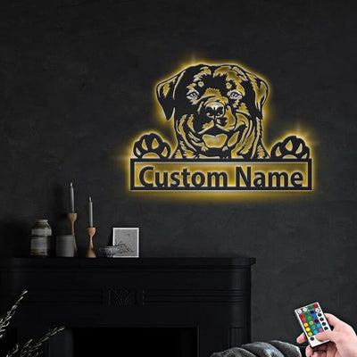 Personalized Rottweiler Dog Metal Sign WITH LED/WITHOUT LED Lights Custom Rottweiler Metal Sign Hobbie Gifts Birthday Gift Rottweiler Sign