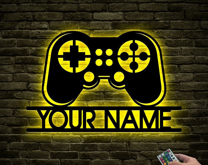 Personalized Game Room Sign WITH LED/WITHOUT LEDs, Custom Gamer Sign, Gaming Room Decor, Video Game Home Decor, Gift For Gamer, Boyfriend Gifts
