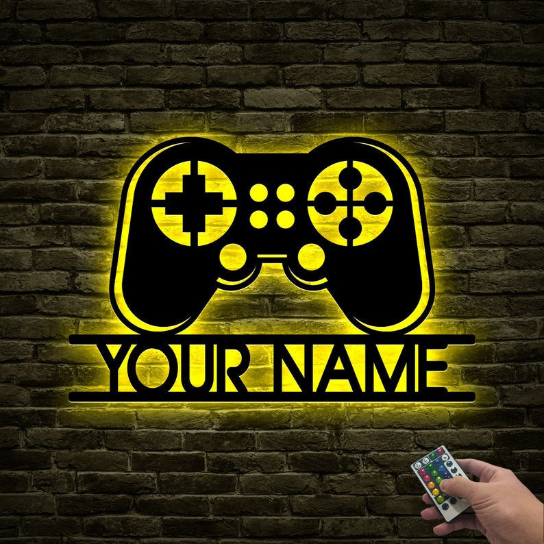 Personalized Game Room Sign WITH LED/WITHOUT LEDs, Custom Gamer Sign, Gaming Room Decor, Video Game Home Decor, Gift For Gamer, Boyfriend Gifts