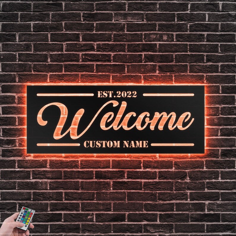 Custom Welcome Metal Sign Welcome Sign WITH LED/WITHOUT LEDs Front Door Farmhouse Welcome Sign Housewarming Gift Home Sweet Home