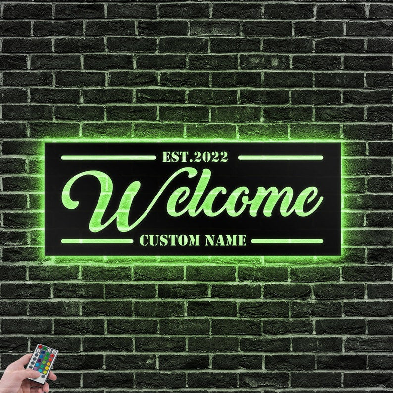 Custom Welcome Metal Sign Welcome Sign WITH LED/WITHOUT LEDs Front Door Farmhouse Welcome Sign Housewarming Gift Home Sweet Home