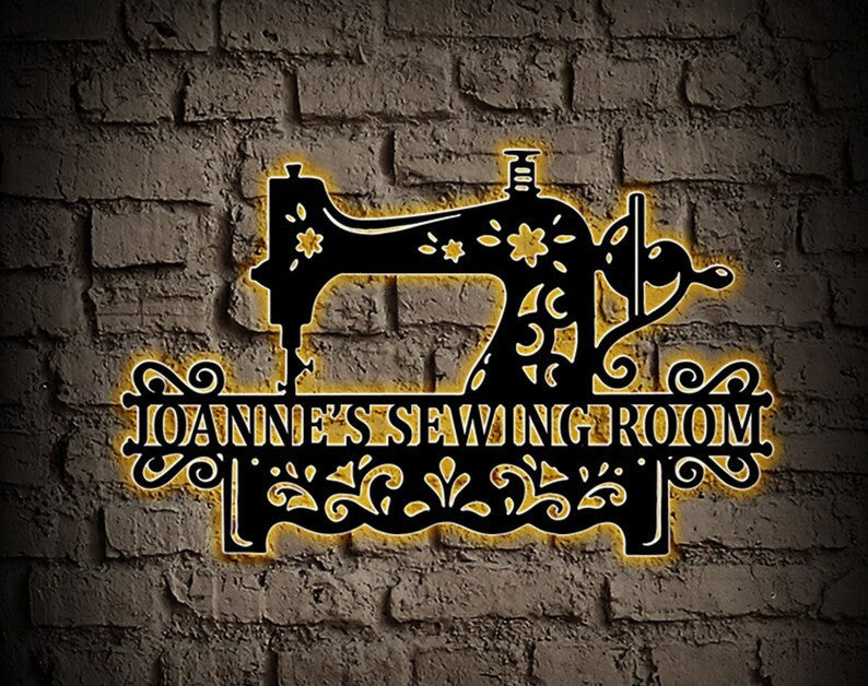Custom Sewing Metal Sign WITH LED/WITHOUT LEDs Sewing Room Sign Sewing Metal Wall Art Personalized Sewer Name Sign Sewing Room Decor Gift for Grandma
