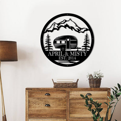 Personalized Camper Metal Sign WITH LED/WITHOUT LED Light Custom Camping Name Metal Wall Art For Campsite Decor Happy Campers Sign Gift For Camper
