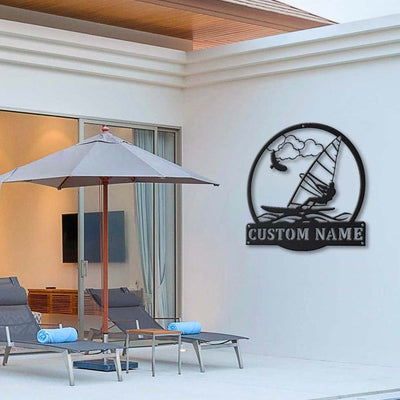 Personalized Windsurfing Monogram Metal Sign Art Custom Windsurfing Metal Sign Hobbie Gifts Sport Gift Birthday Gift