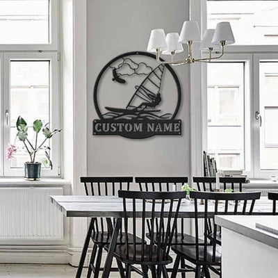 Personalized Windsurfing Monogram Metal Sign Art Custom Windsurfing Metal Sign Hobbie Gifts Sport Gift Birthday Gift