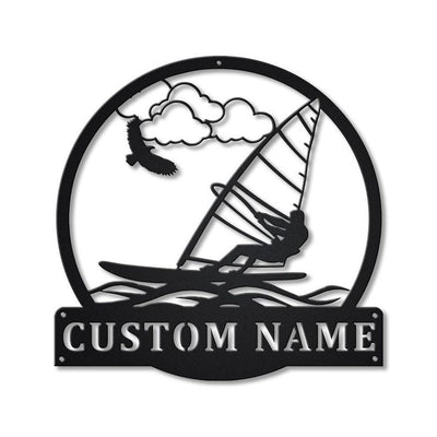 Personalized Windsurfing Monogram Metal Sign Art Custom Windsurfing Metal Sign Hobbie Gifts Sport Gift Birthday Gift