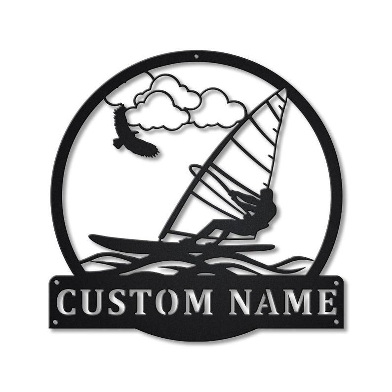 Personalized Windsurfing Monogram Metal Sign Art Custom Windsurfing Metal Sign Hobbie Gifts Sport Gift Birthday Gift