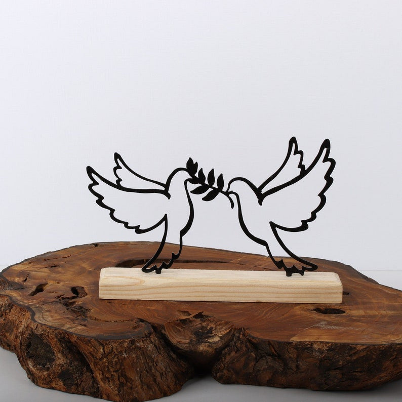Wire sculpture of peace, peace memorial, bird portrait, wire art, bird lovers, desk decor, desk accessories, Shelf Decor, Bookshelf decor