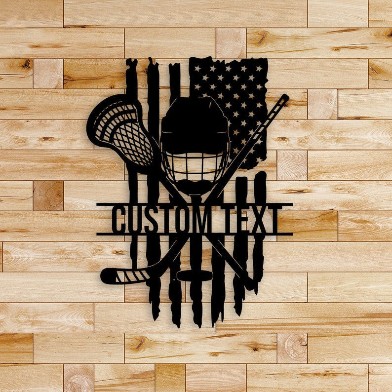 Customized Hockey Lacrosse Stick Metal Sign WITH LED/WITHOUT LEDs Lacrosse Player Sign Lacrosse Home Decor Unique Gift For Lacrosse Player