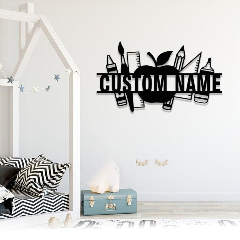 Personalized Teacher Metal Sign WITH LED/WITHOUT LED Lights Teacher Door Sign Metal Classroom Sign Teacher Appreciation Gift Back to School Teacher Gift