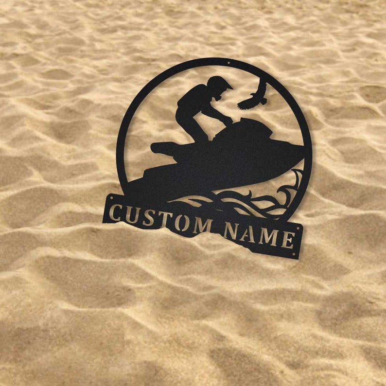 Personalized Waverunner Monogram Metal Sign Art Metal Wall Art Waverunner Metal Sign Housewarming Outdoor Metal Hobbie Gift
