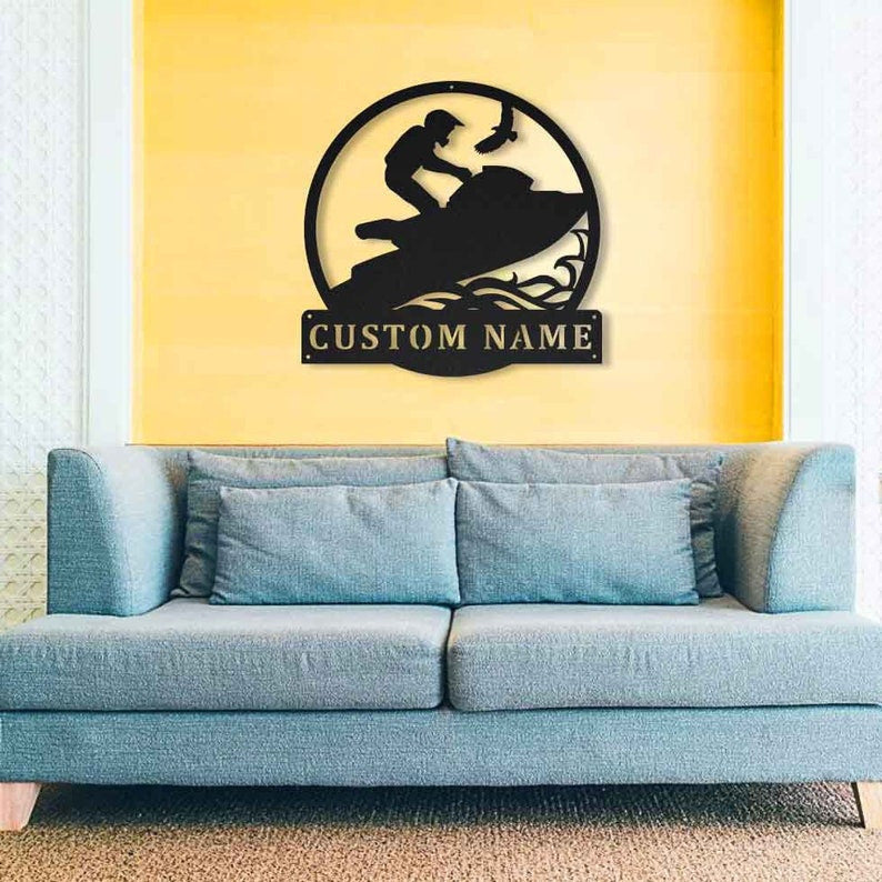 Personalized Waverunner Monogram Metal Sign Art Metal Wall Art Waverunner Metal Sign Housewarming Outdoor Metal Hobbie Gift
