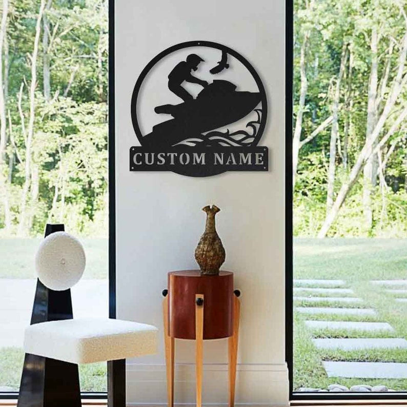 Personalized Waverunner Monogram Metal Sign Art Metal Wall Art Waverunner Metal Sign Housewarming Outdoor Metal Hobbie Gift