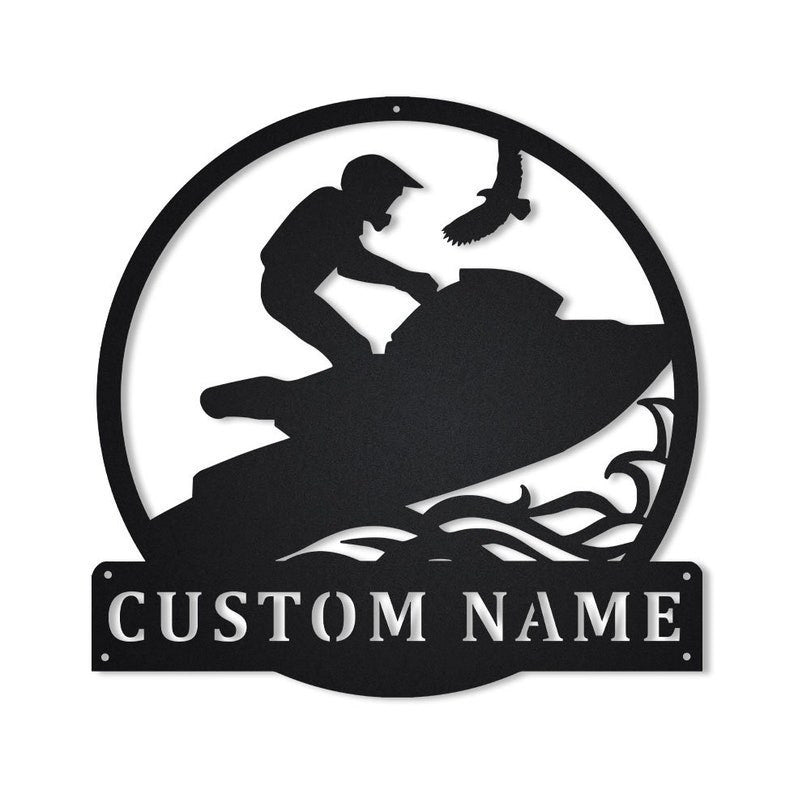 Personalized Waverunner Monogram Metal Sign Art Metal Wall Art Waverunner Metal Sign Housewarming Outdoor Metal Hobbie Gift