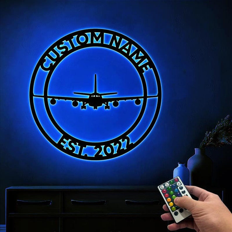 Airplane Metal Sign WITH LED/WITHOUT LED Light Airplane Signs Aviation Sign Gift For Pilot Gift For Flight Attendant Aviation Graduation Gift