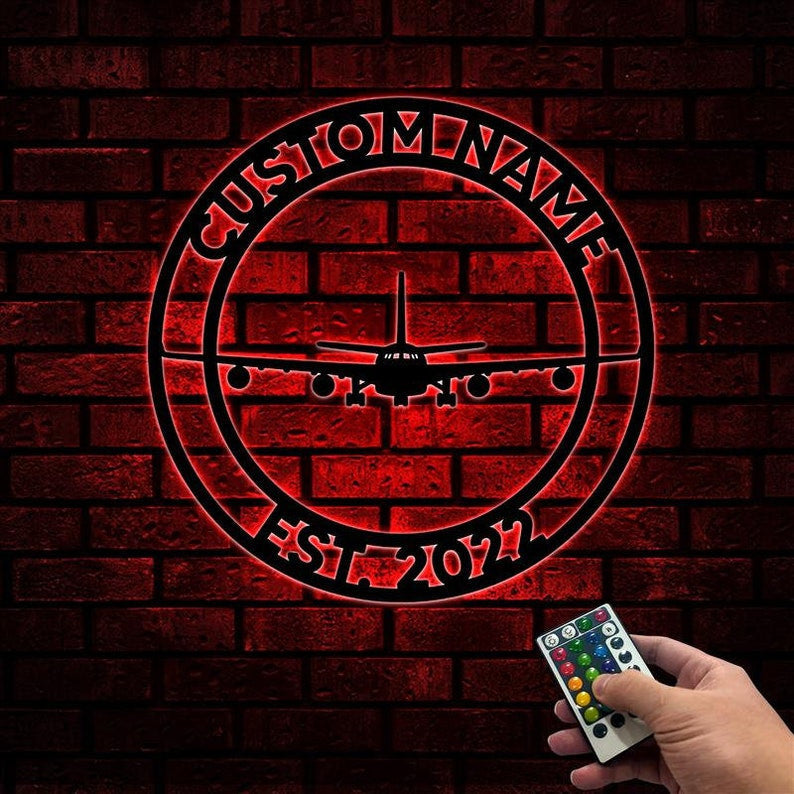 Airplane Metal Sign WITH LED/WITHOUT LED Light Airplane Signs Aviation Sign Gift For Pilot Gift For Flight Attendant Aviation Graduation Gift