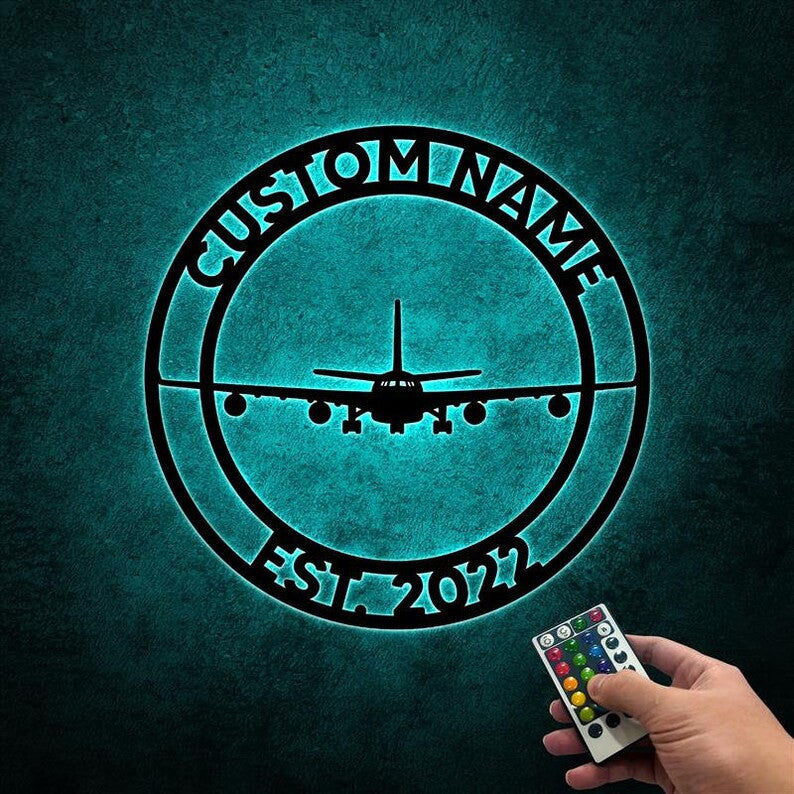 Airplane Metal Sign WITH LED/WITHOUT LED Light Airplane Signs Aviation Sign Gift For Pilot Gift For Flight Attendant Aviation Graduation Gift