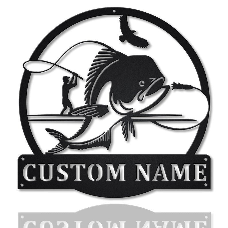 Personalized Mahi-Mahi Fishing Fish Pole Metal Sign Art v2 Custom Mahi-Mahi Fishing Metal Sign Fishing Gifts Funny Mahi Fishing Gift