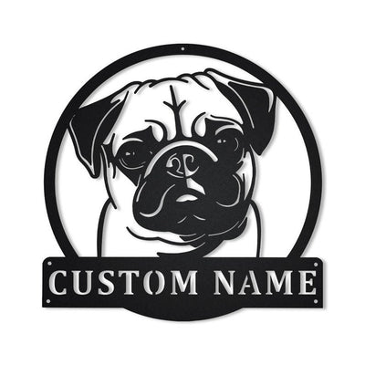 Personalized Pug Dog Monogram Metal Sign WITH LED/WITHOUT LED Lights Custom Pug Dog Sign Birthday Gift Pug Dog Sign Dog Sign