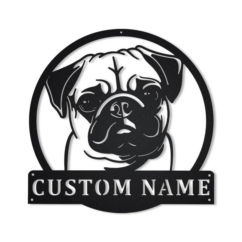 Personalized Pug Dog Monogram Metal Sign WITH LED/WITHOUT LED Lights Custom Pug Dog Sign Birthday Gift Pug Dog Sign Dog Sign