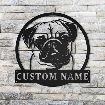 Personalized Pug Dog Monogram Metal Sign WITH LED/WITHOUT LED Lights Custom Pug Dog Sign Birthday Gift Pug Dog Sign Dog Sign