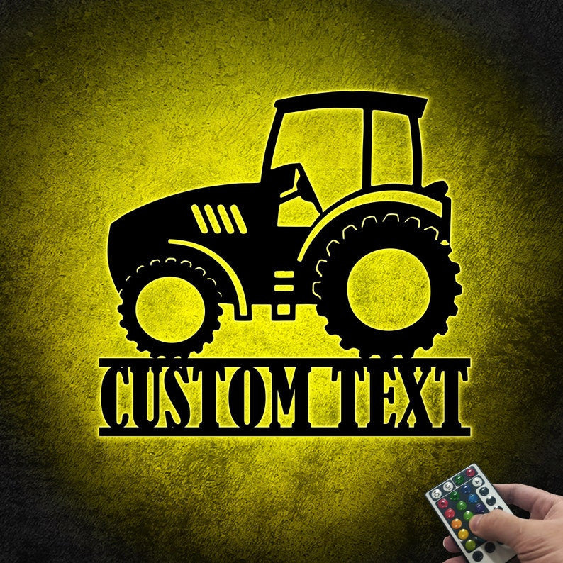 Personalized Tractor Metal Wall Art WITH LED/WITHOUT LEDs, Custom Tractor Sign For Room Decor, Gifts for Farmers, Gift For Kids, Above Bed Decor