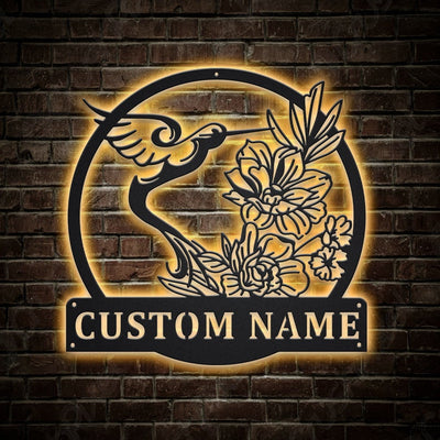 Personalized Hummingbird Metal Sign WITH LED/WITHOUT LED Lights v2, Custom Hummingbird Metal Sign, Birthday Gift Hummingbird Sign