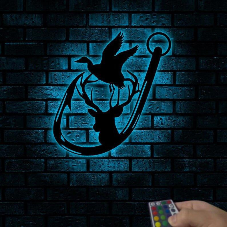 Personalized Hunting Metal Sign WITH LED/WITHOUT LED light Deer Hunting Campsite Decor Hunting Gifts For Men Hunting Metal Sign Gift For Hunter